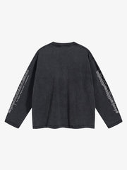 Music Score Graphic Distressed Long Sleeve Tee
