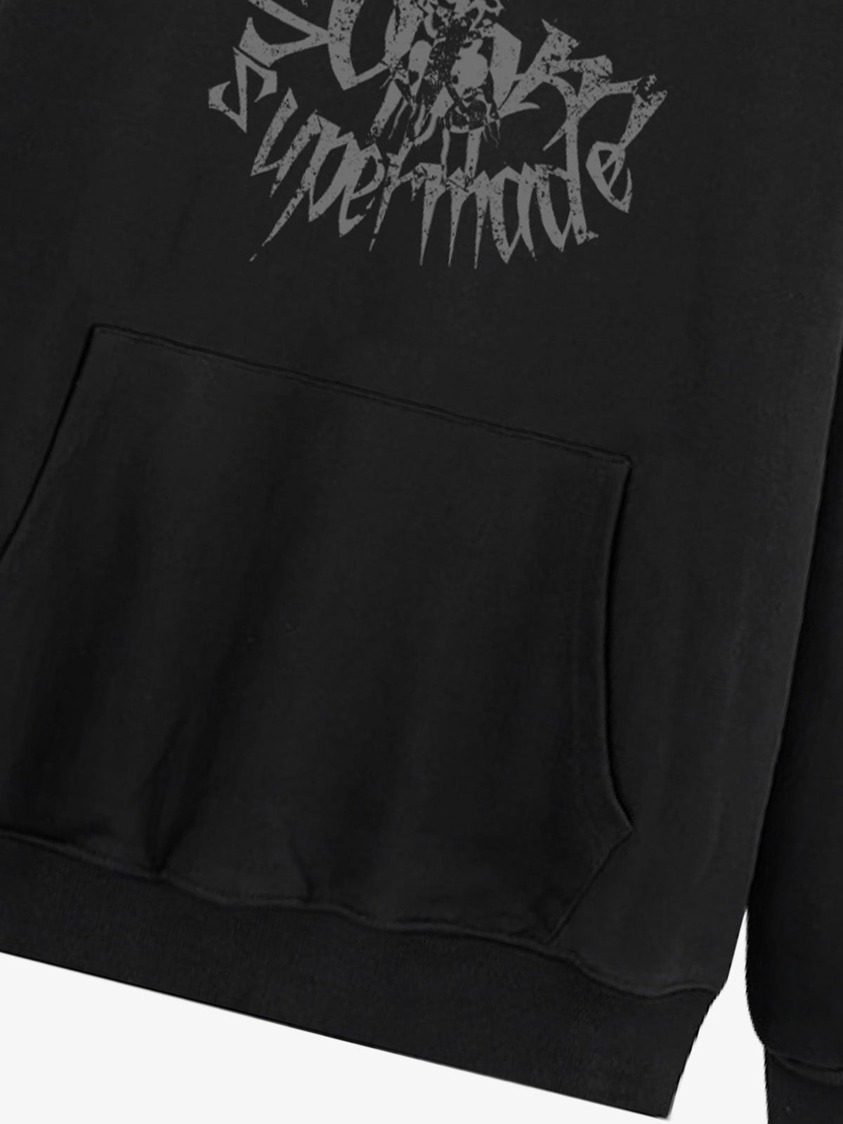 THE SUPERMADE Oversized Black Hoodie with Graphic Print Design 