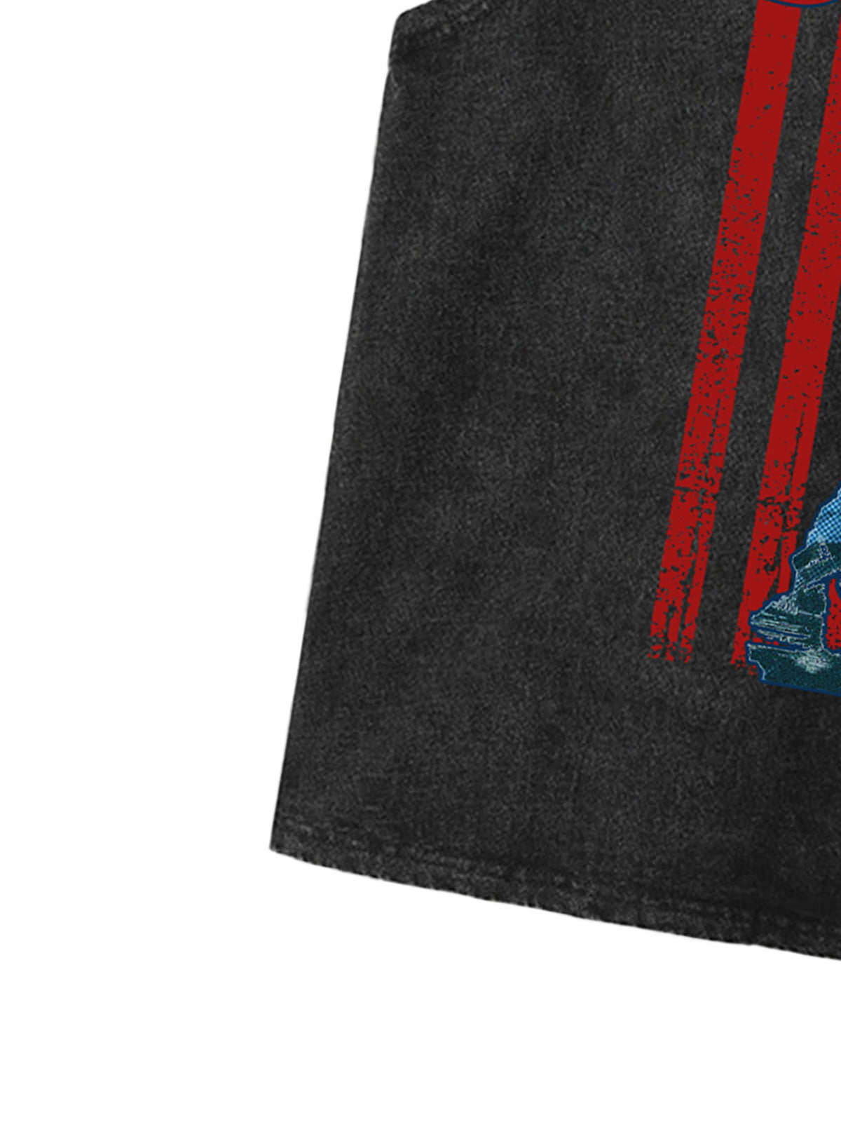 Original Patriotic Rock Tank Top with Iconic Statue Design 