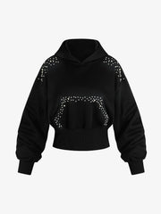 Graffiti Pearl Embellished Cropped Hoodie
