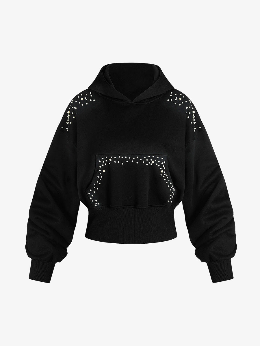 Graffiti-Perlenverzierter Cropped Hoodie