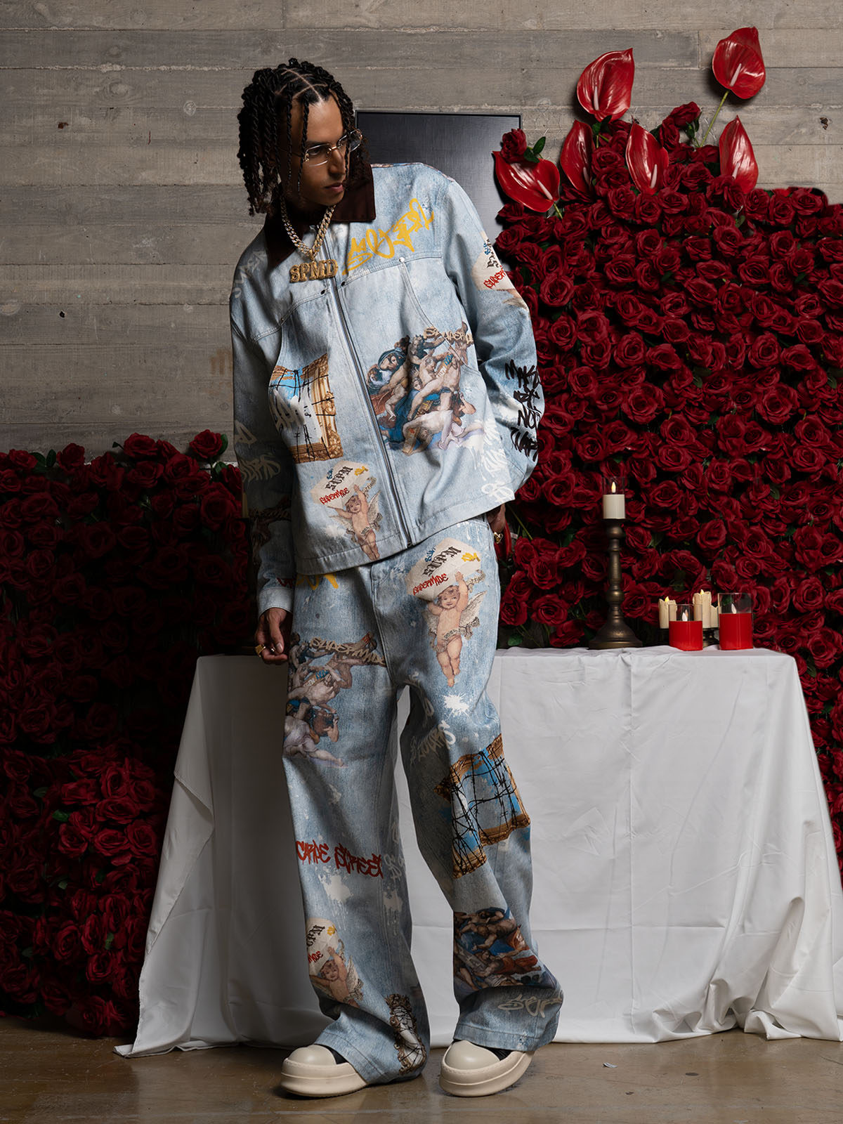 Artistic Denim Jacket and Pants Set - Perfect for Fashion-Forward Streetwear Enthusiasts 