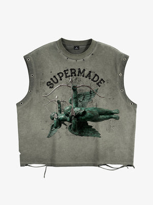 Sculptural Print Sleeveless Tee