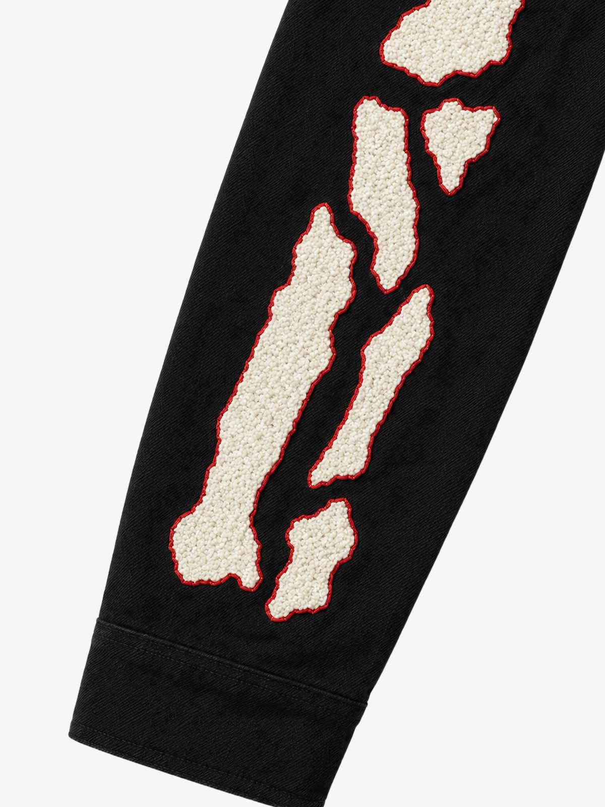 Skull Terry Embroidered Distressed Cropped Work Jacket