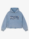 Denim Graphic Washed Cropped Sweatshirt