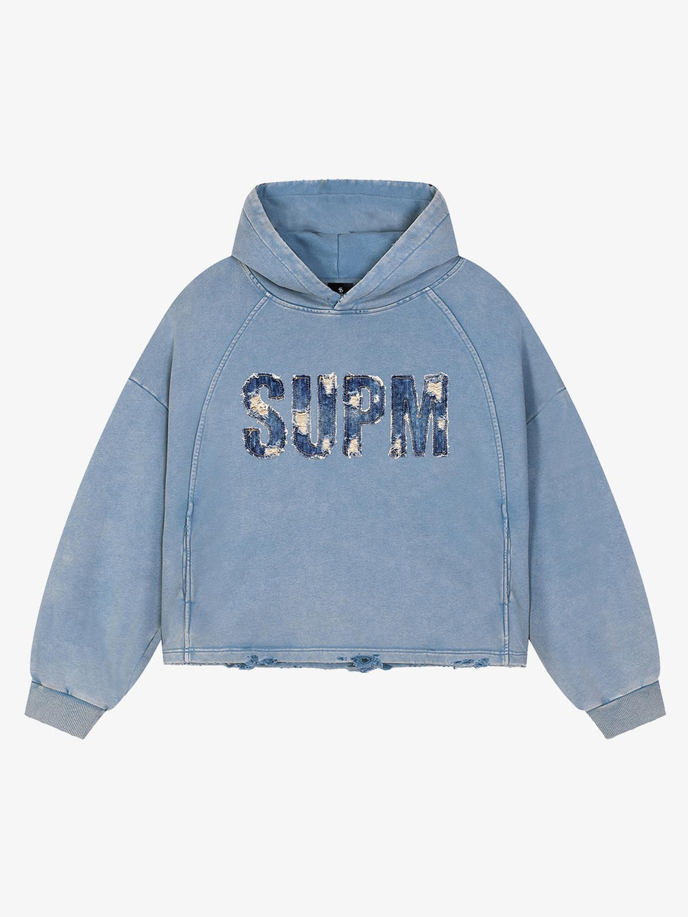 Denim Graphic Washed Cropped Sweatshirt
