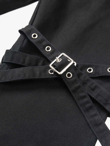 Technical Style Flared Cargo Casual Pants 