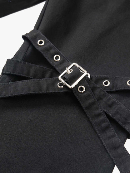 Technical Style Flared Cargo Casual Pants 