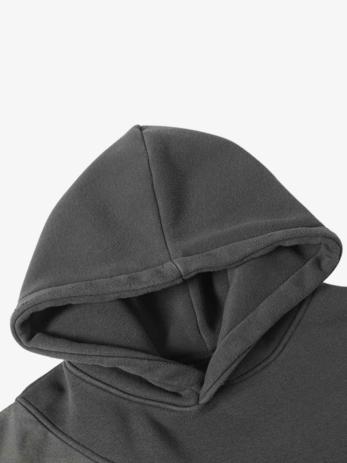 Distressed Patchwork Raw-Edge Layered-Hem Fleece Hoodie 