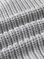 Solid-Color Single-Breasted Hooded Knit Sweater