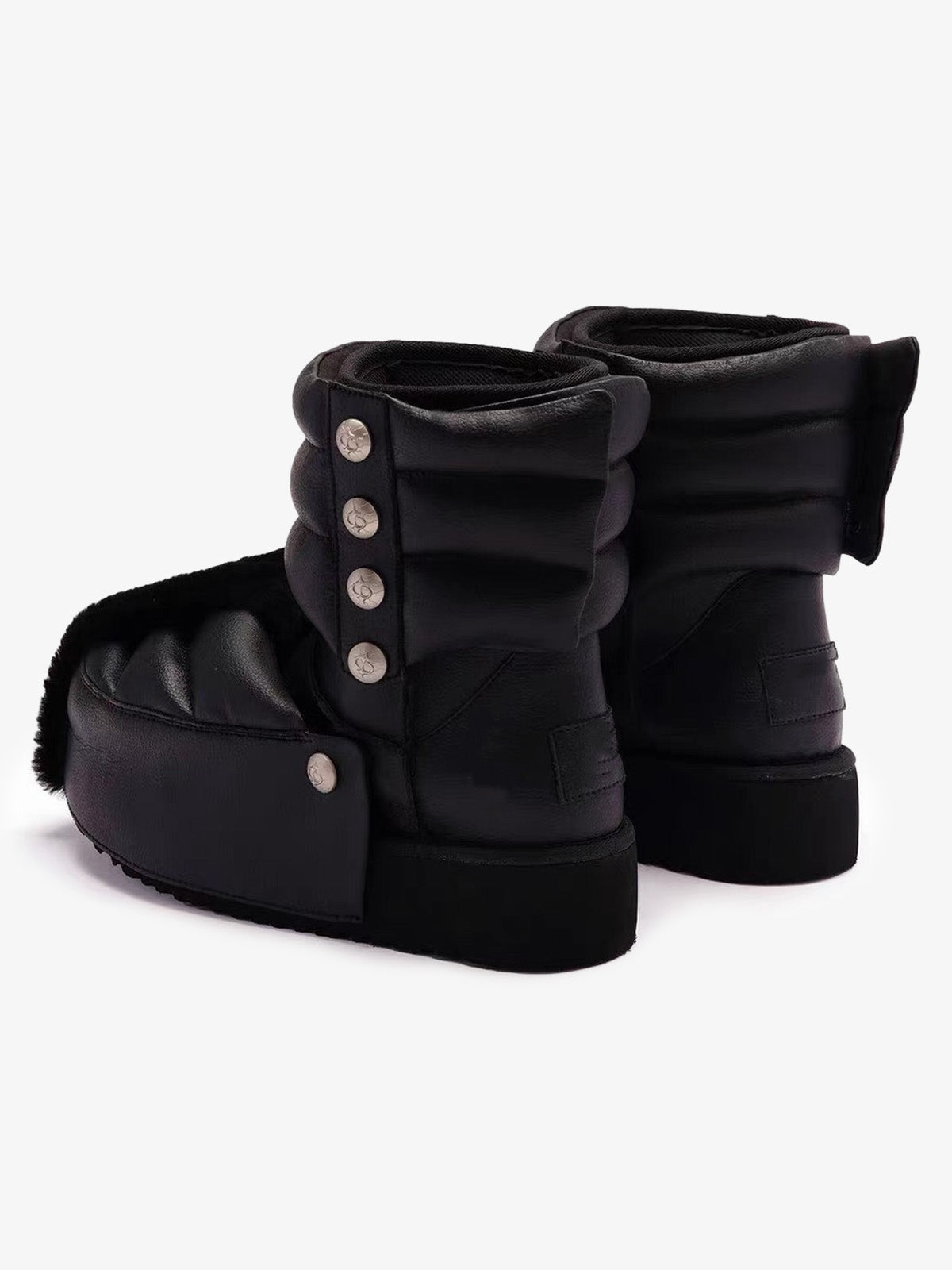 Faux-Fur Trim Padded Platform Snow Boots