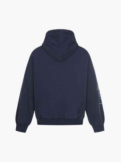 Embroidered Graphic Studded Hoodie and  Wide Leg Sweatpants Set