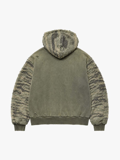 Camo Boro Paneled Distressed Zip Hoodie