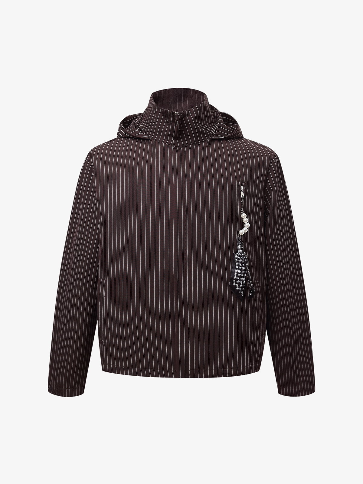 Deconstructed Striped Hooded Cropped Jacket