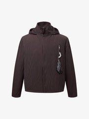 Deconstructed Striped Hooded Cropped Jacket
