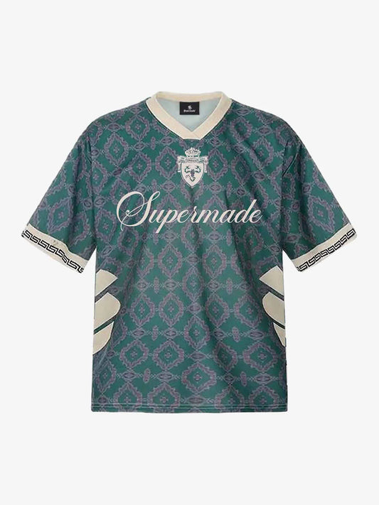 Camiseta de cuello en V de jersey verde con estampado Always Strive