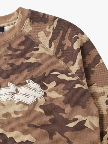 Desert Camo Puff Graphic Waffle Long Sleeve Tee
