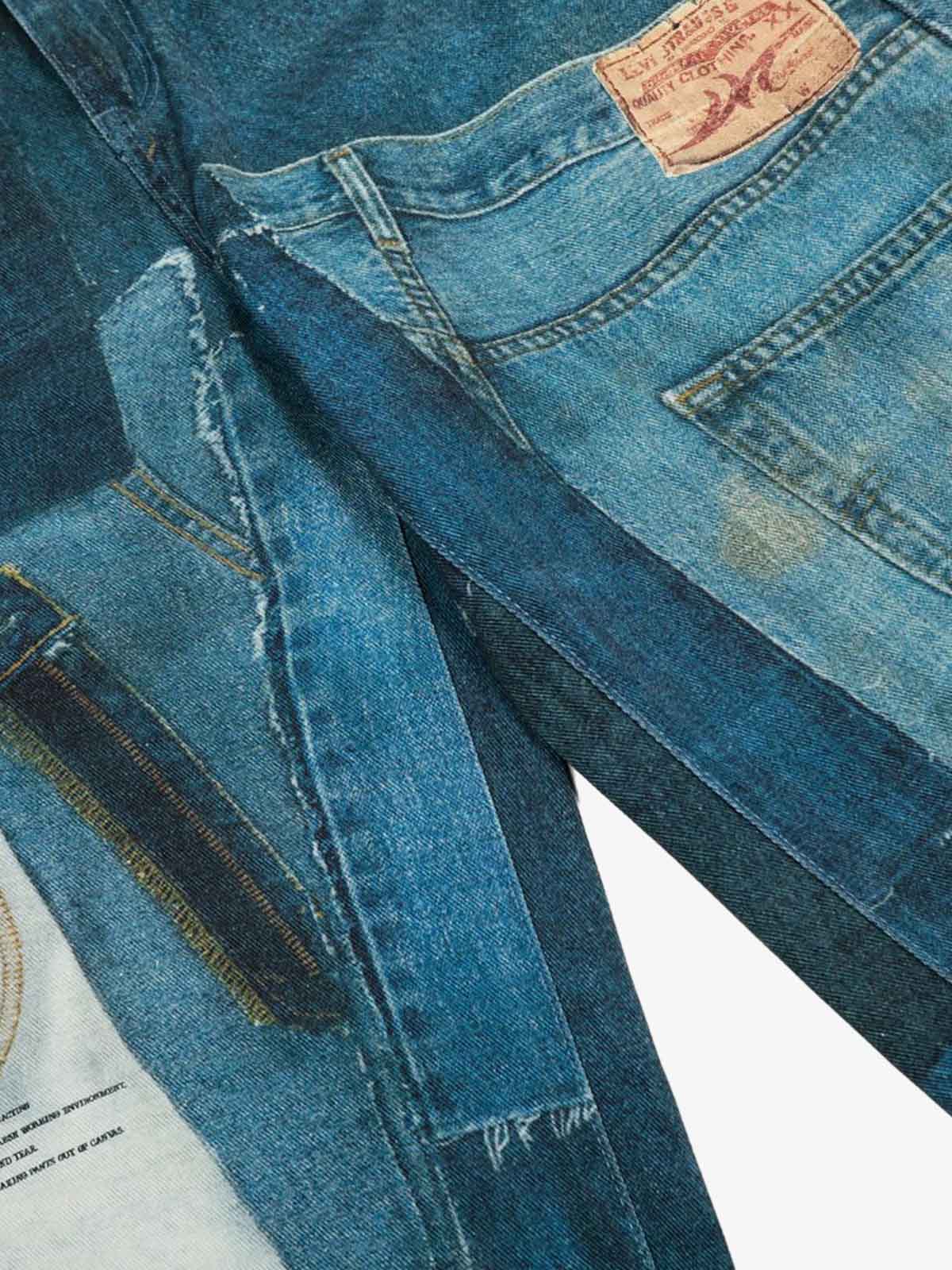 Irregular Graphic Washed Curved-Leg Jeans