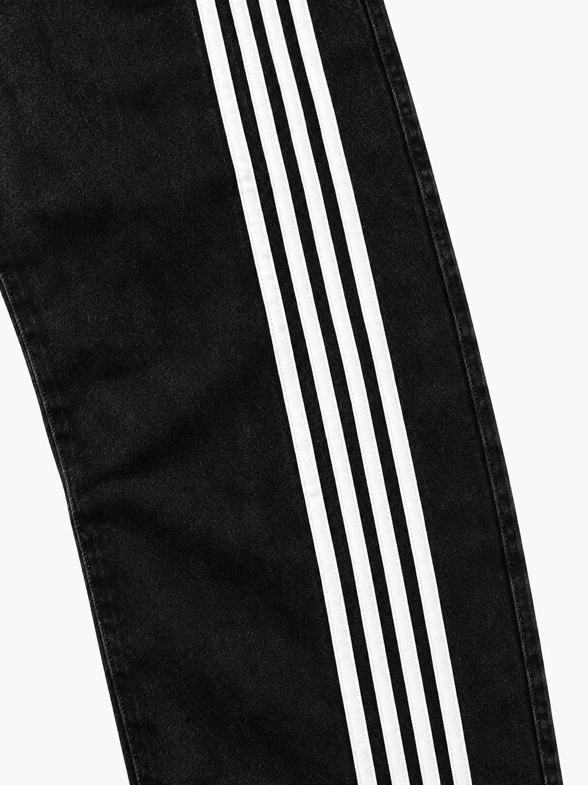 Contrast Stripe Panel Baggy Wide-Leg Jeans