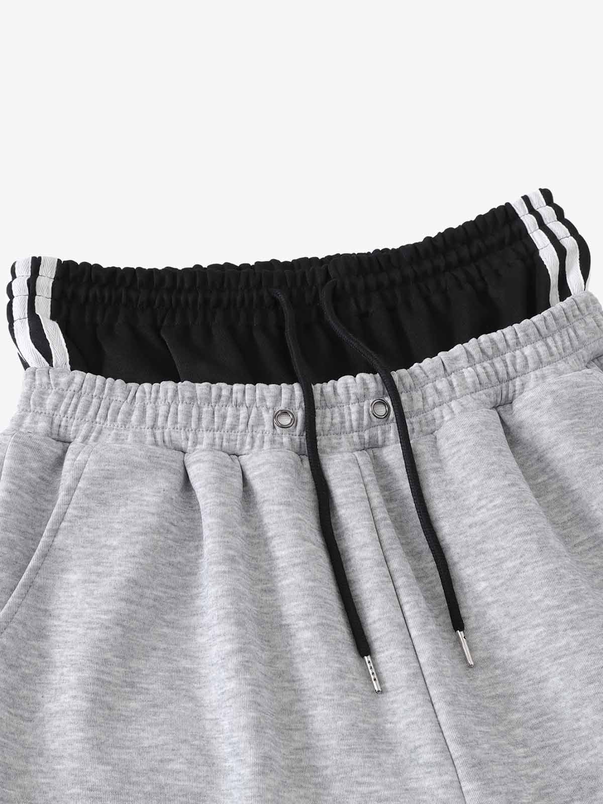 Layered Double-Waistband Wide-Leg Sweatpants 