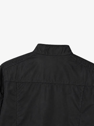 Patch Detail Glossy Stand-Collar Biker Jacket