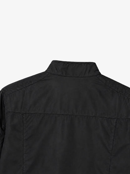Patch Detail Glossy Stand-Collar Biker Jacket