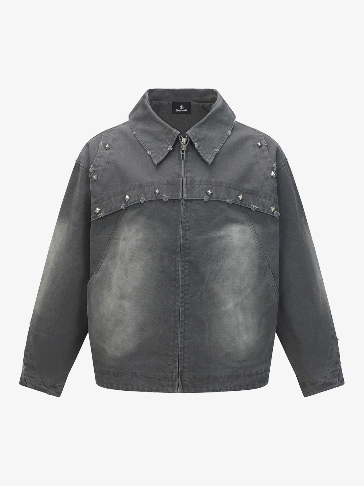 Thesupermade Street Punk Heavy-duty Studded Distressed Jacket 