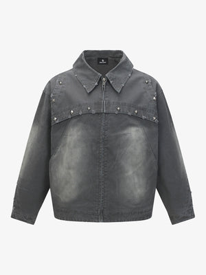 Thesupermade Street Punk Heavy-duty Studded Distressed Jacket 