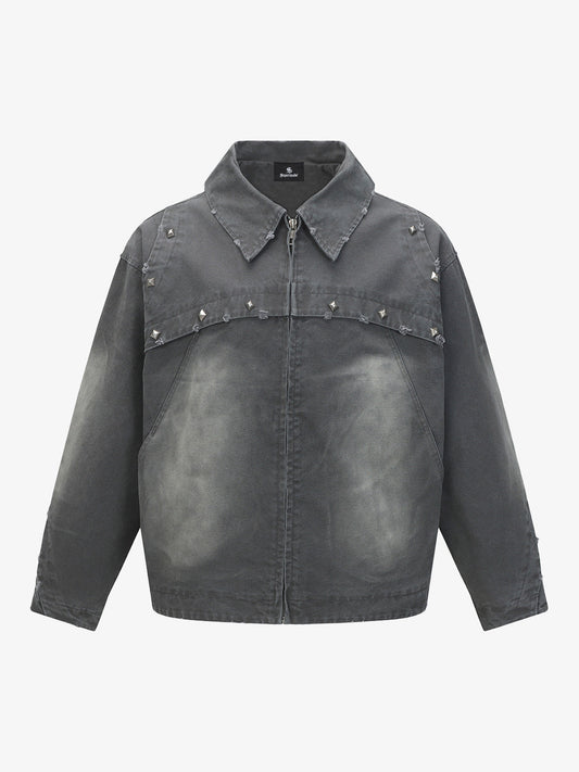 Thesupermade Street Punk Heavy-duty Studded Distressed Jacket 