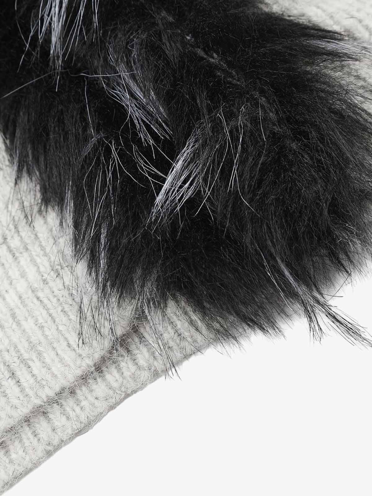 Cartoon Puppy Jacquard Faux-Fur Collar Knit Sweater