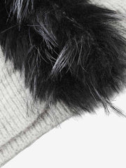 Cartoon Puppy Jacquard Faux-Fur Collar Knit Sweater