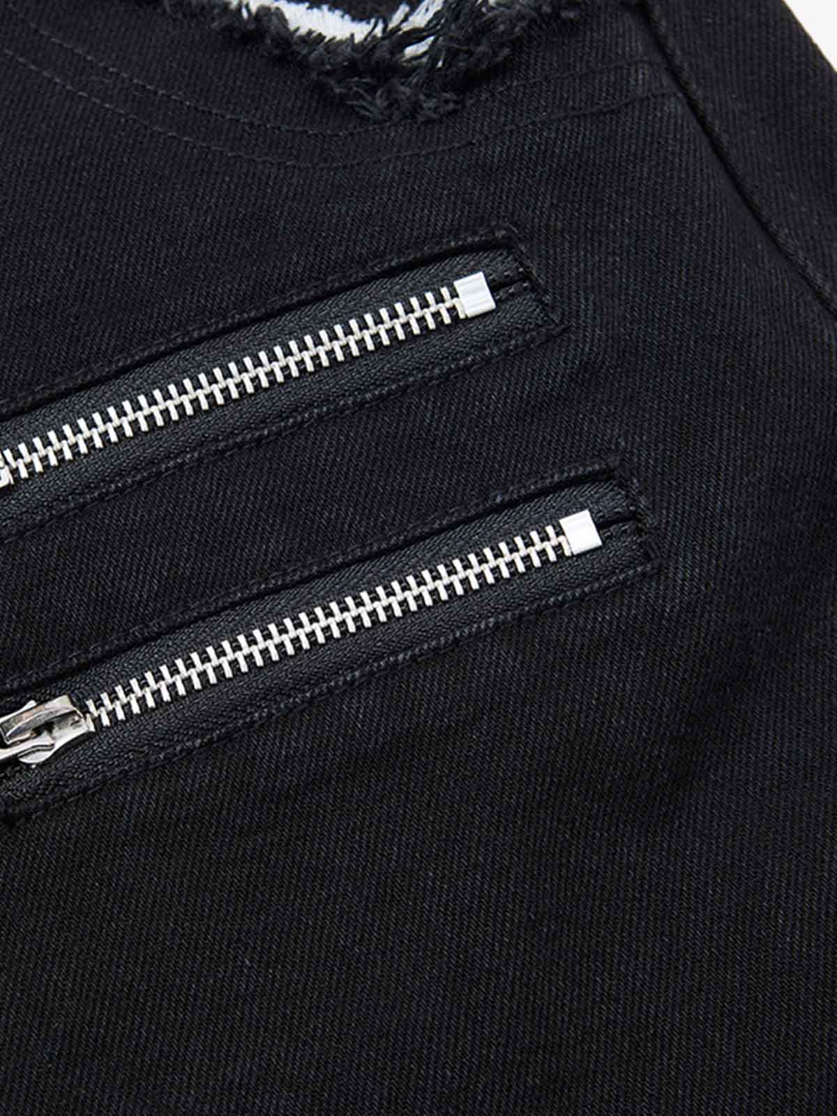 Faux Fur Trimmed Black Cargo Pants with Wide Leg and Multiple Pockets 