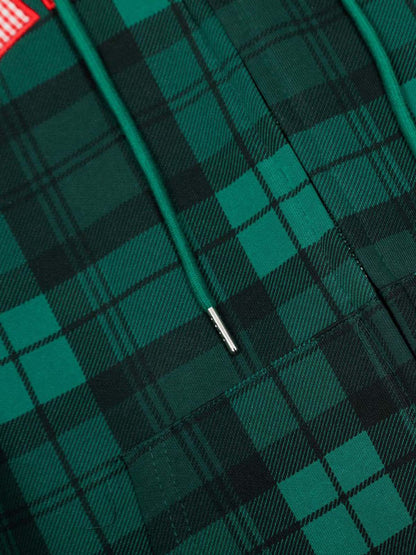 Plaid Hooded Jacket with Bold Lettering for Casual Style 
