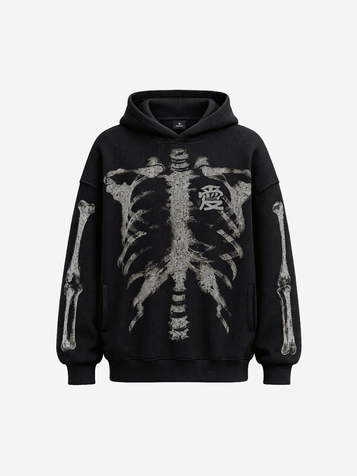 Skeleton Bone Graphic Distressed Hoodie
