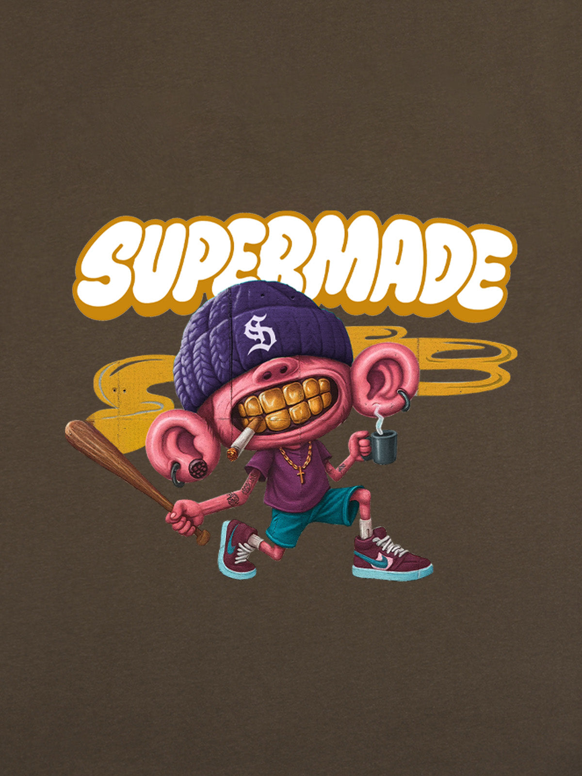 Thesupermade Cartoon Graffiti Baseball Cool Boy T-shirt 