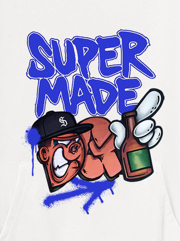 Original Contrast Color Letter Graphic Hoodie 