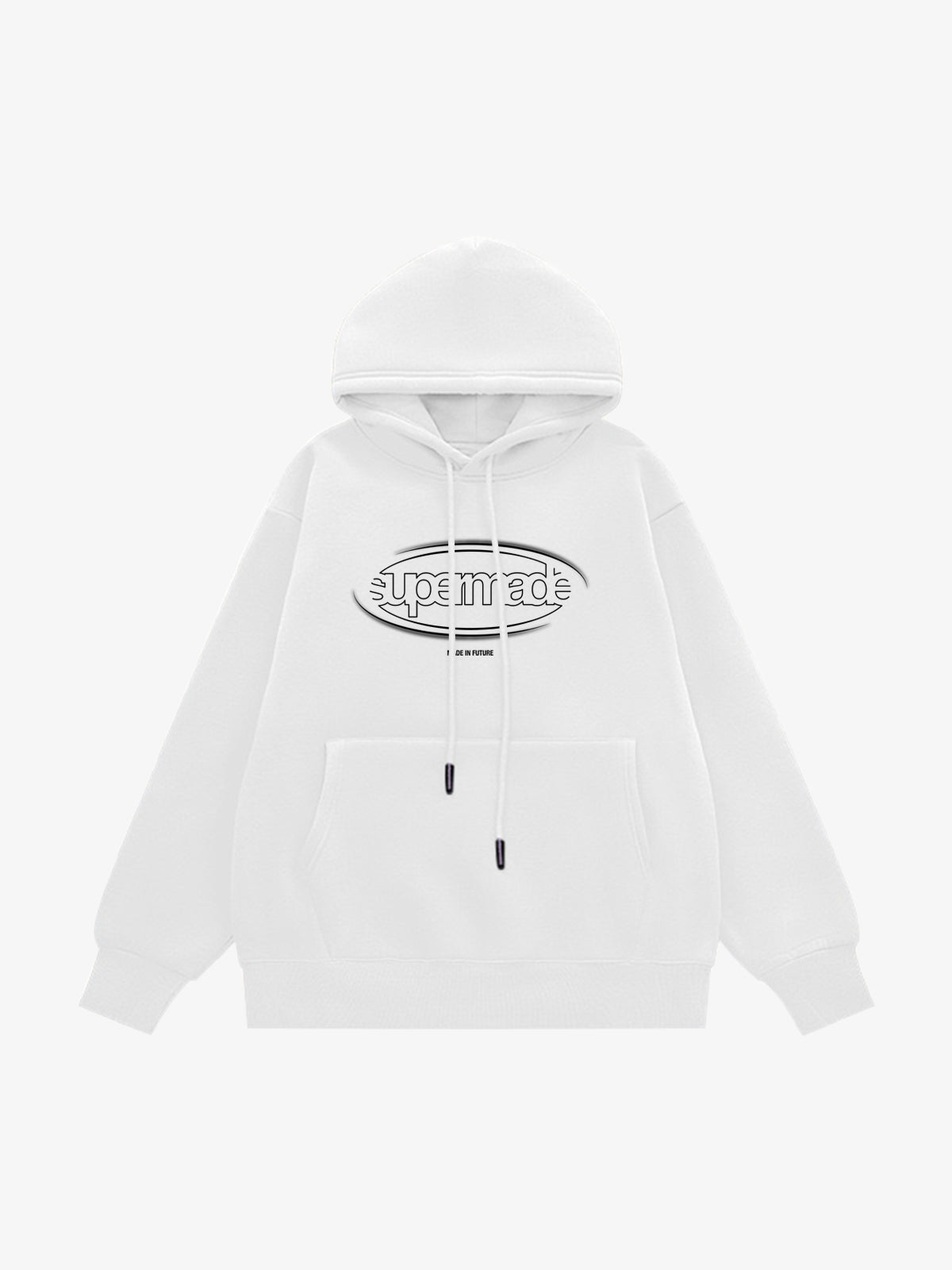 Thesupermade Letter Design Print Fleece Hooded Sweatshirt 