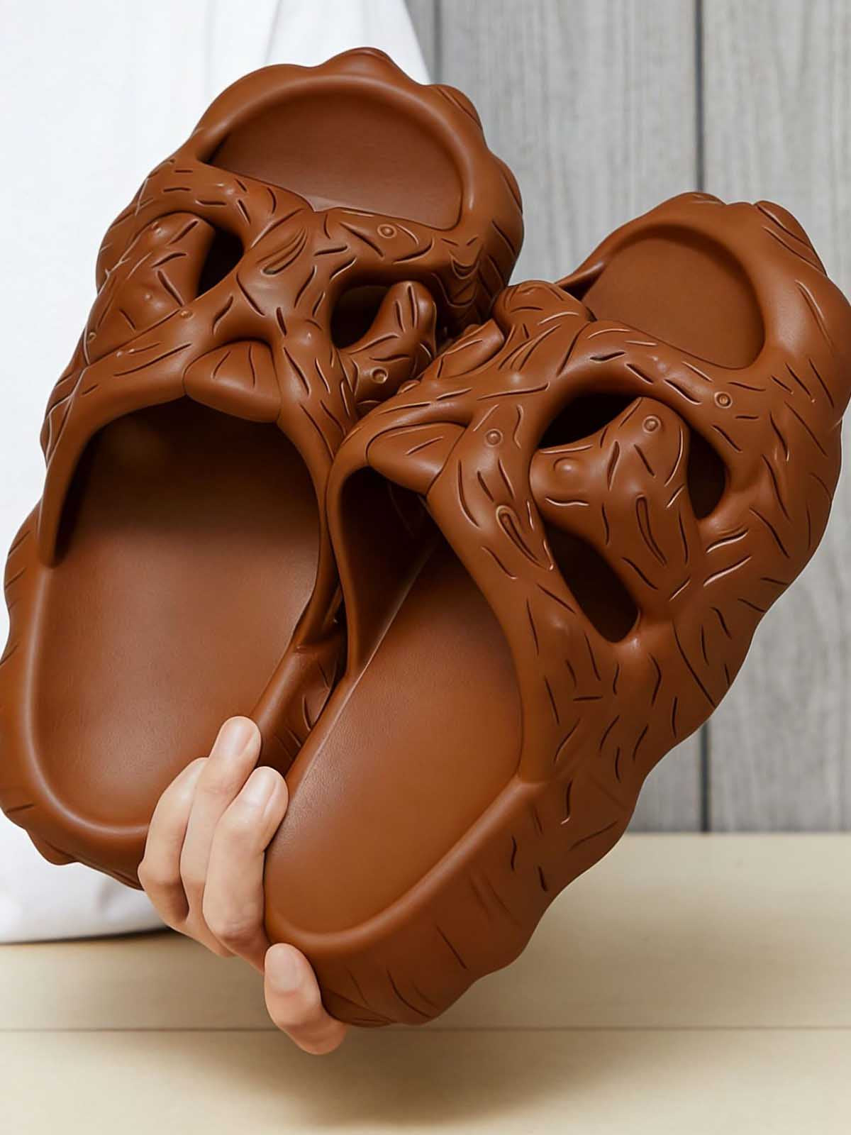 Eco-Friendly Rubber Tree Design Slides for Men and Women - Lightweight, Comfortable, Outdoor & Indoor Use 