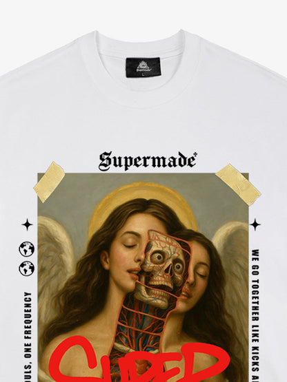 Angel and Demon Struggle Graphic T-shirt 