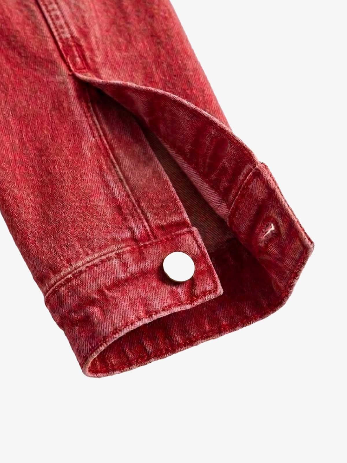 Acid-Washed Distressed Zip Denim Jacket