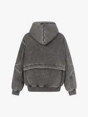 Retro Deconstructed Patchwork Washed Hoodie 