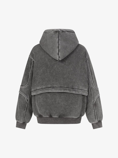 Retro Deconstructed Patchwork Washed Hoodie 