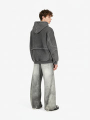 Retro Deconstructed Patchwork Washed Hoodie 
