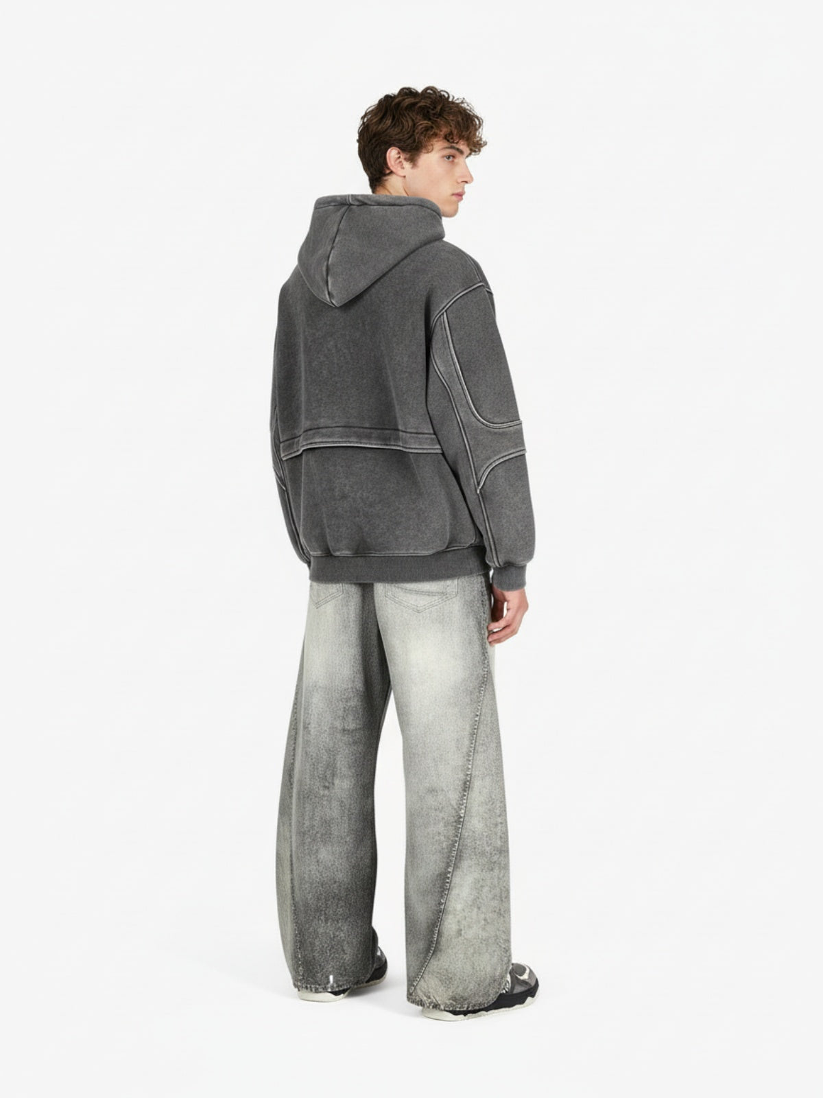 Retro Deconstructed Patchwork Washed Hoodie 