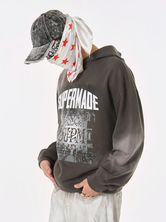SUPM Church Glass Pattern Hooded Sweatshirt 