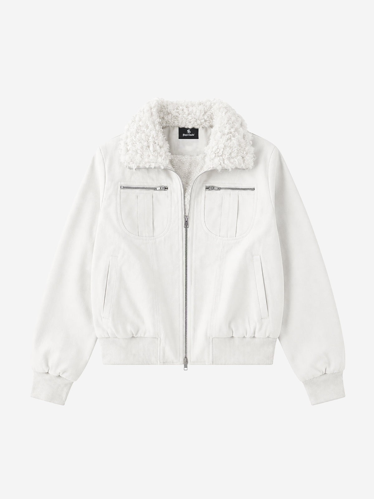 Faux-Shearling Collar Bomber Jacket