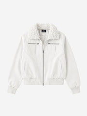 Faux-Shearling Collar Bomber Jacket