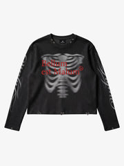 Skeleton Graphic Tongue-Stud Long Sleeve Tee