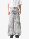 Pantalones vaqueros cargo utilitarios vintage de doble cintura.