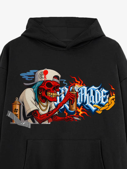 Thesupermade Street Skull Graffiti Artist Hooded Sweatshirt 